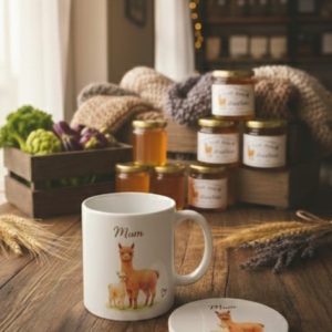 Ceramic Alpaca "Mum" Mug & Coaster Gift Set